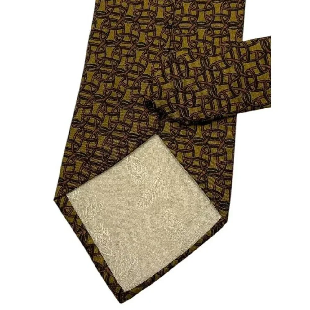 GUCCI Men's 100% Silk Necktie LUXURY Tie Brown Equestrian W:3.6" EUC - Picture 5 of 5